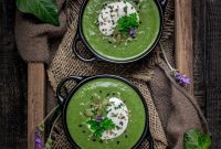 Creamy Broccoli and Spinach Soup with Garlic and Parmesan