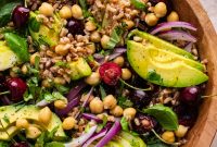 Summer Farro Salad with Cherries and Chickpeas for Picnic Menus