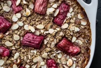 Vegan Rhubarb Baked Oatmeal Recipe for Spring Brunch