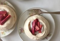 Rhubarb and Kaffir Lime Mini Pavlovas with Coconut Cream