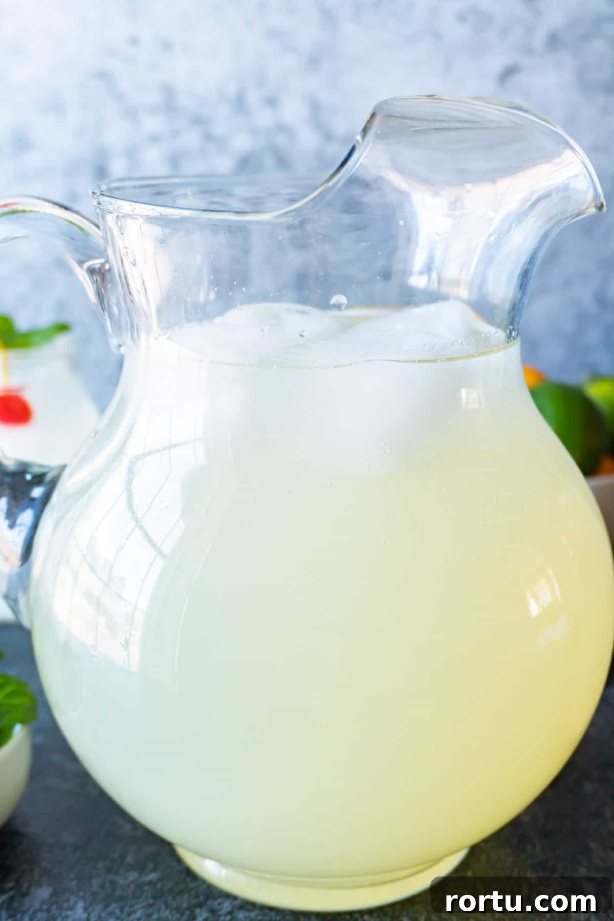 pitcher full of non-alcoholic mint julep
