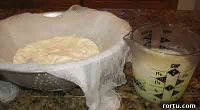 Drained yogurt with whey