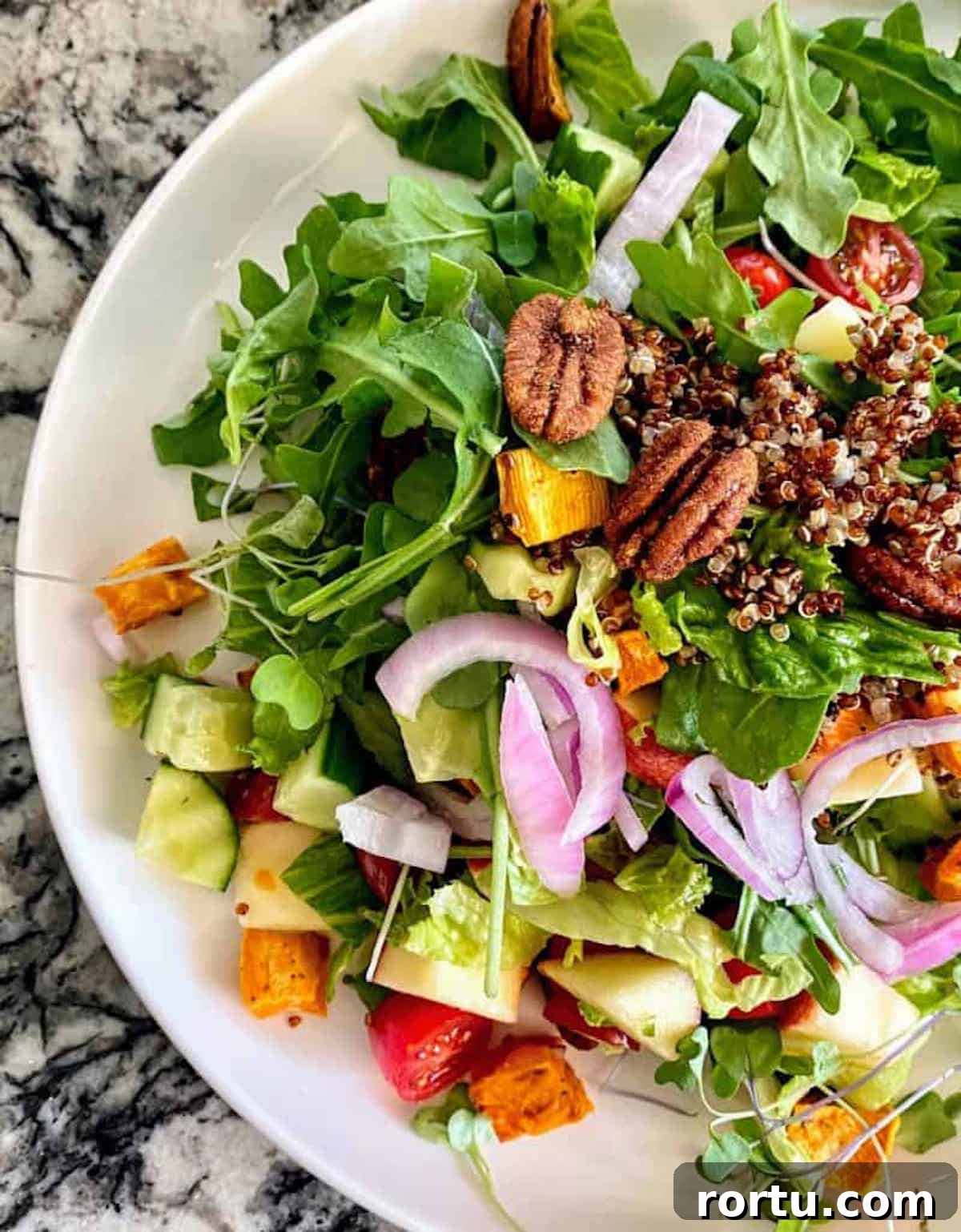 Fall salad with smokey maple dijon dressing