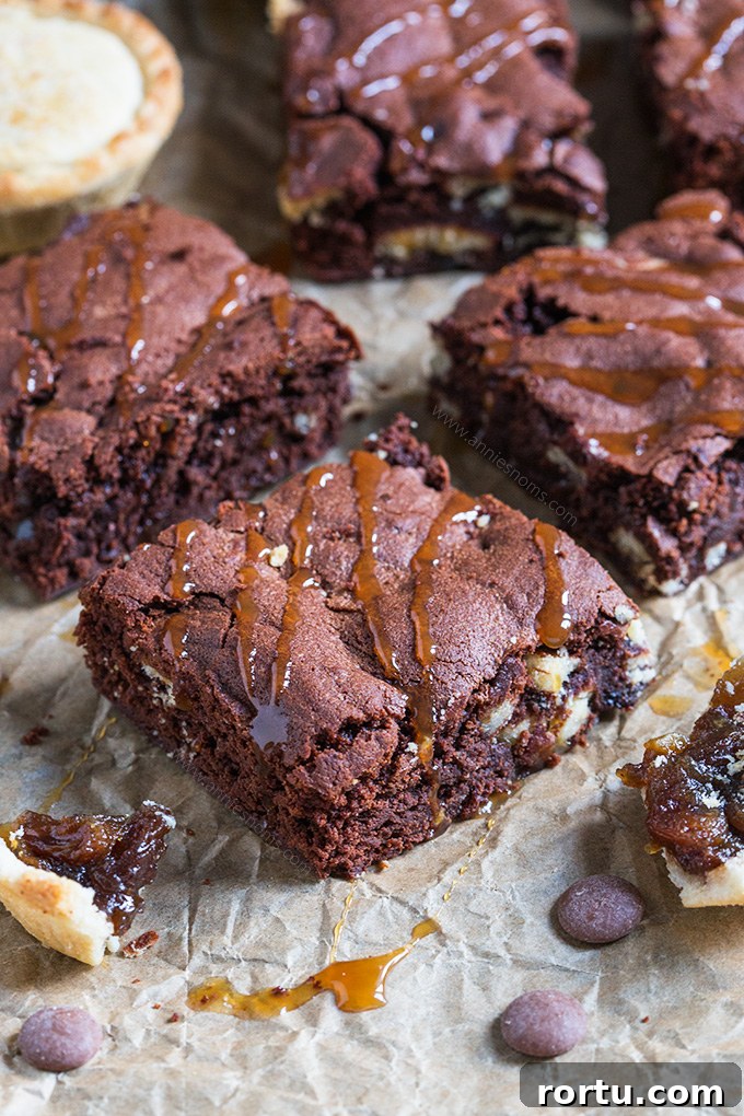 Mince Pie Brownies: Festive Holiday Dessert Recipe 3 Mince pie brownies close up
