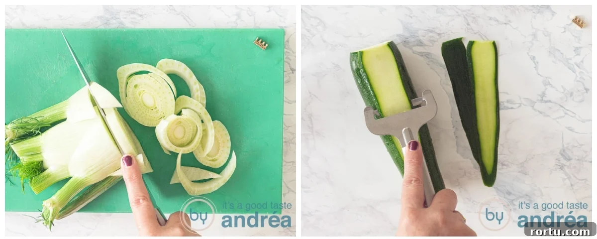 Greek-Style Burgers with Feta and Tzatziki Recipe 2 Cut fennel and slice the zucchini