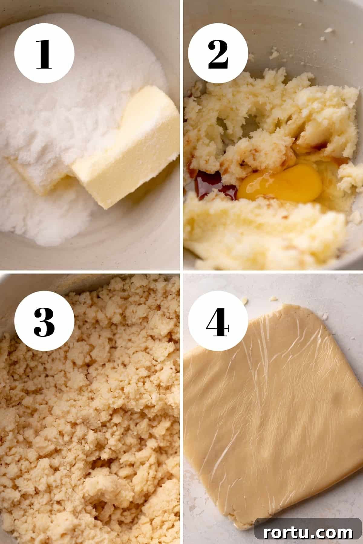 Raspberry Jam Linzer Shortbread Cookies: Classic Sandwich Recipe 6 a process collage of the steps for making shortbread linzer cookies.