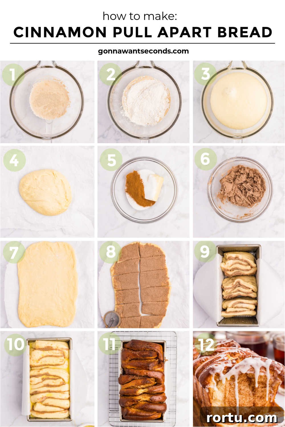 step by step how to make Cinnamon Pull apart bread