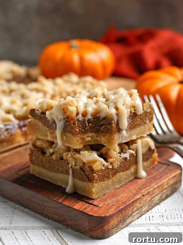Paleo Vegan Pumpkin Crumble Bars for Fall Baking 2 front view of paleo pumpkin crumb bars