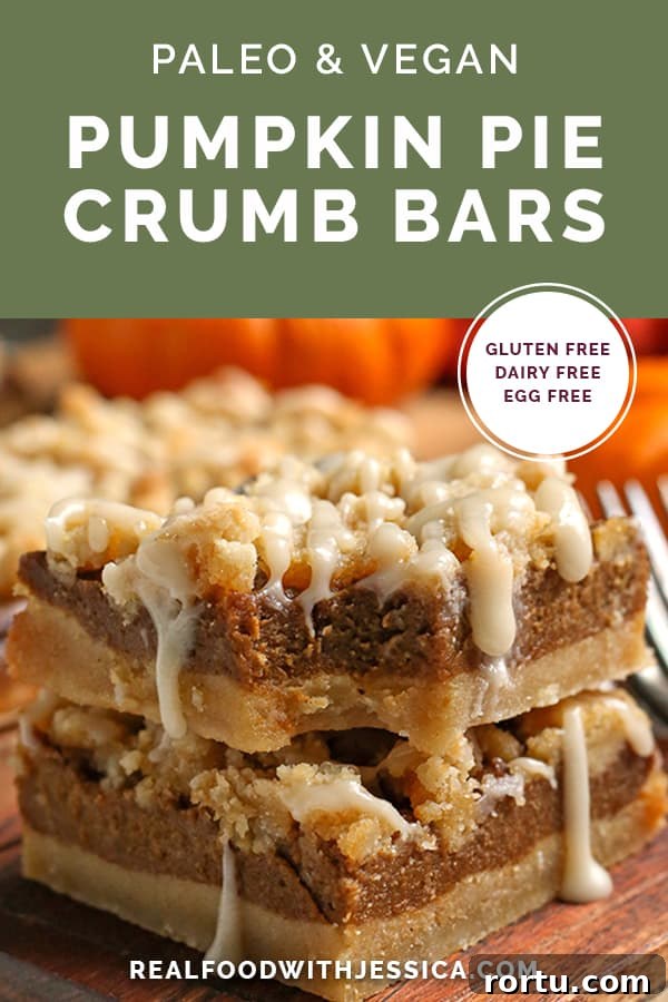 Paleo Vegan Pumpkin Crumble Bars for Fall Baking 10 paleo vegan pumpkin crumb bars with text