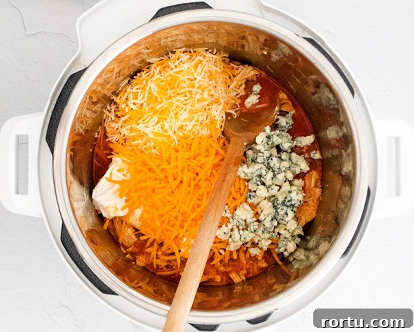 Instant Pot Buffalo Chicken Dip Recipe — Creamy, Spicy Party Dip 3 Instant Pot Buffalo Chicken Dip ingredients