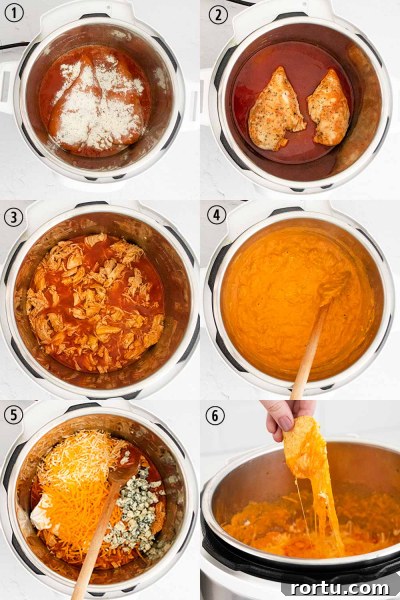 Instant Pot Buffalo Chicken Dip Recipe — Creamy, Spicy Party Dip 6 How to make Instant Pot Buffalo Chicken Dip