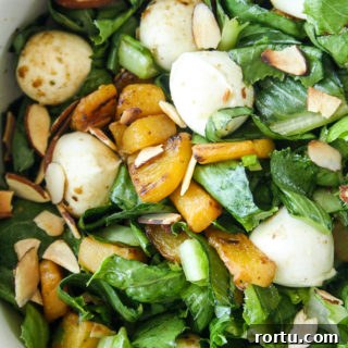 Caramelised pumpkin salad with mozzarella and almonds
