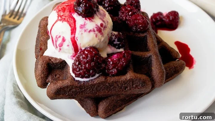 Chocolate cake mix recipe to make waffles! Recipe makes 4 waffles by Dessert for Two