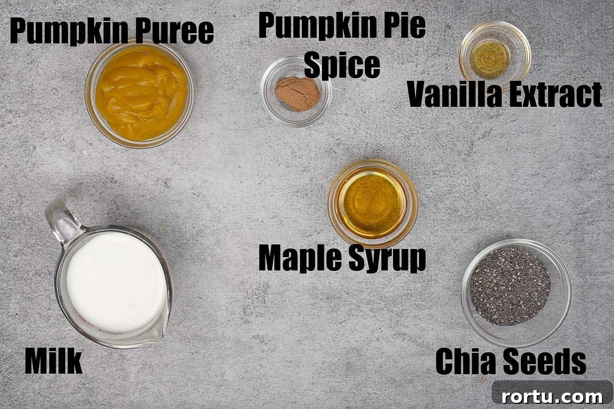 Pumpkin Chia Seed Pudding Ingredients.