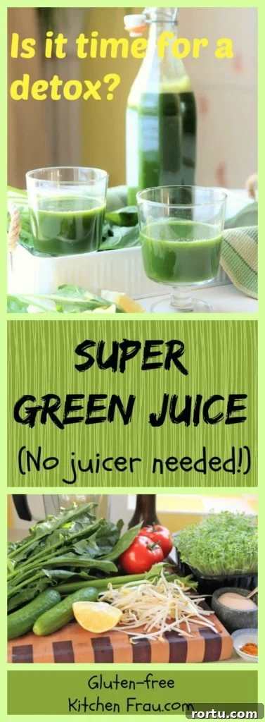 Super Green Juice Recipe Without a Juicer — Fresh Homemade Blend 10 Detox and feel better with this SUPER GREEN JUICE - you don't even need a juicer to make it!