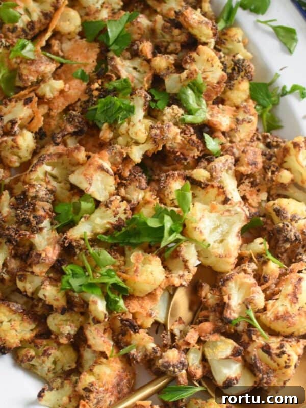 Simple Roasted Cauliflower with Parmesan Cheese