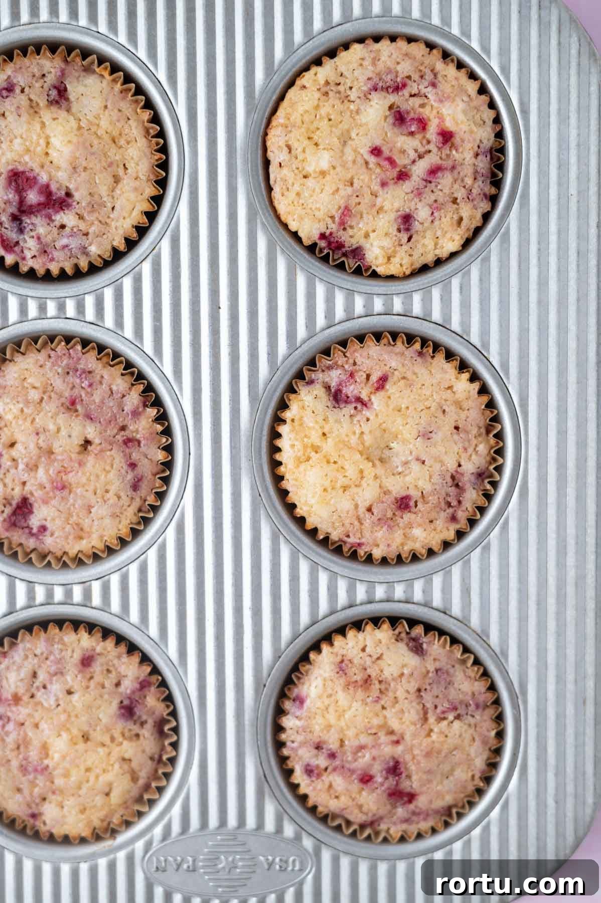 Lemon Raspberry Cupcakes Made from Scratch: Bright Summer Recipe 9 baked cupcakes in a muffin tin