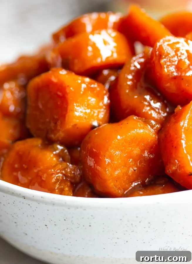 Southern Candied Yams Recipe with Video — Classic Southern Side Dish 7 Bowl of stovetop candied yams