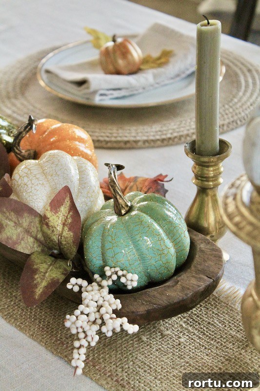 fall pumpkin dough bowl decor ideas