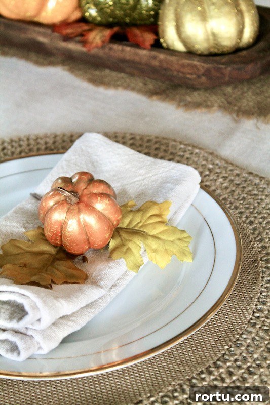 pumpkin and fall leave place setting