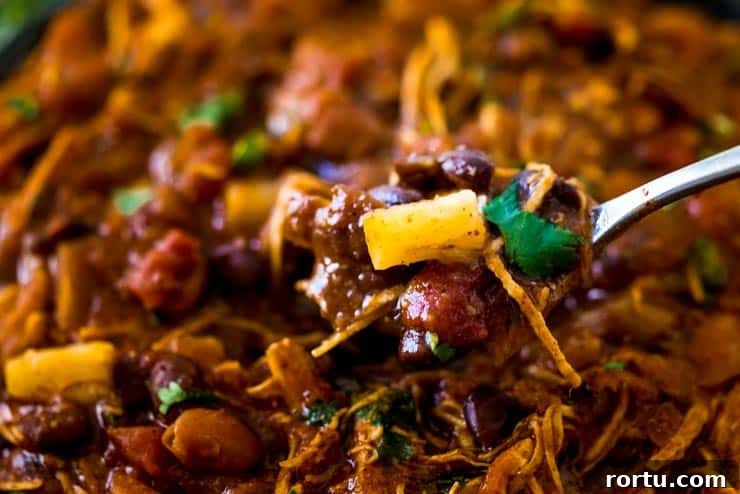 BBQ Chicken Chili serving
