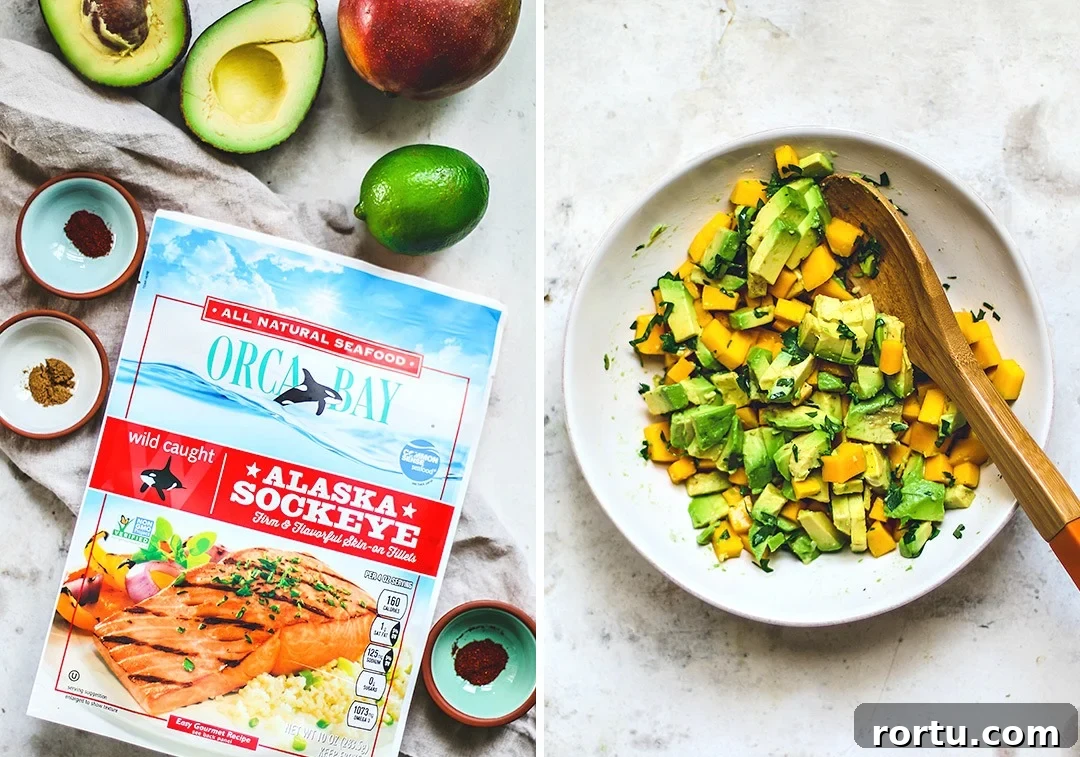 Collage of dish ingredients.