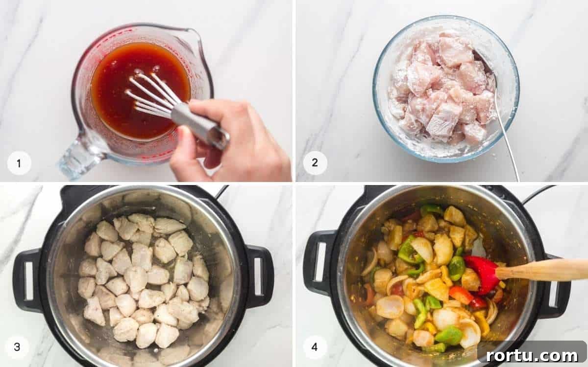 Steps showing how to make Sweet And Sour Chicken
