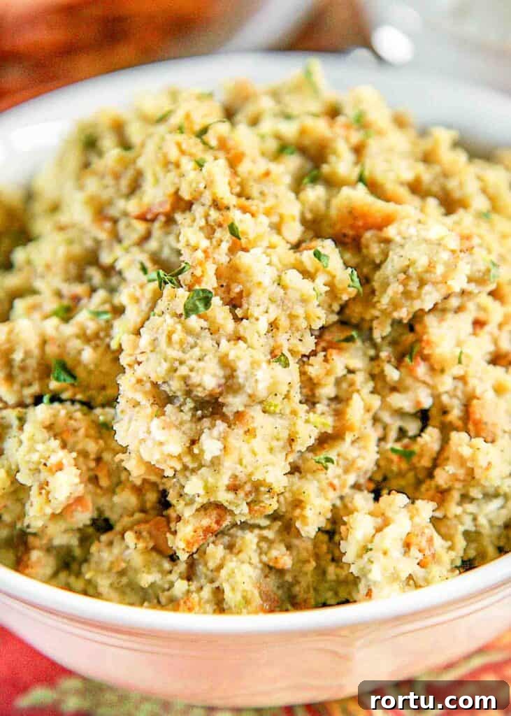bowl of cornbread dressing