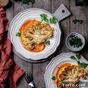 Roasted Cauliflower Steaks with Homemade Romesco Sauce 8 Roasted Cauliflower Steaks with Homemade Romesco