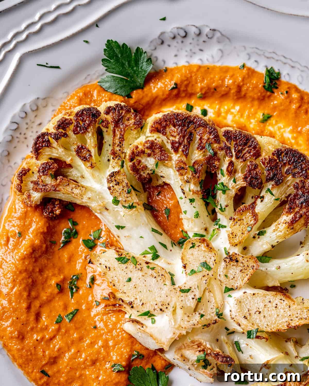Roasted Cauliflower Steaks with Homemade Romesco Sauce 5 Roasted Cauliflower Steaks with Homemade Romesco