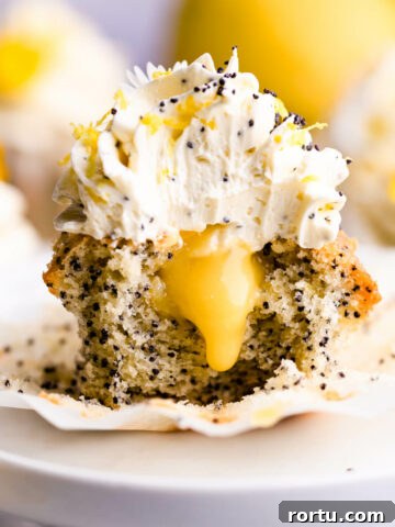 lemon cupcake with lemon curd in the centre.