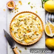 Lemon Mascarpone Tart Recipe — Creamy Citrus Dessert 14 top view close up photo of tart with mascarpone and lemon curd