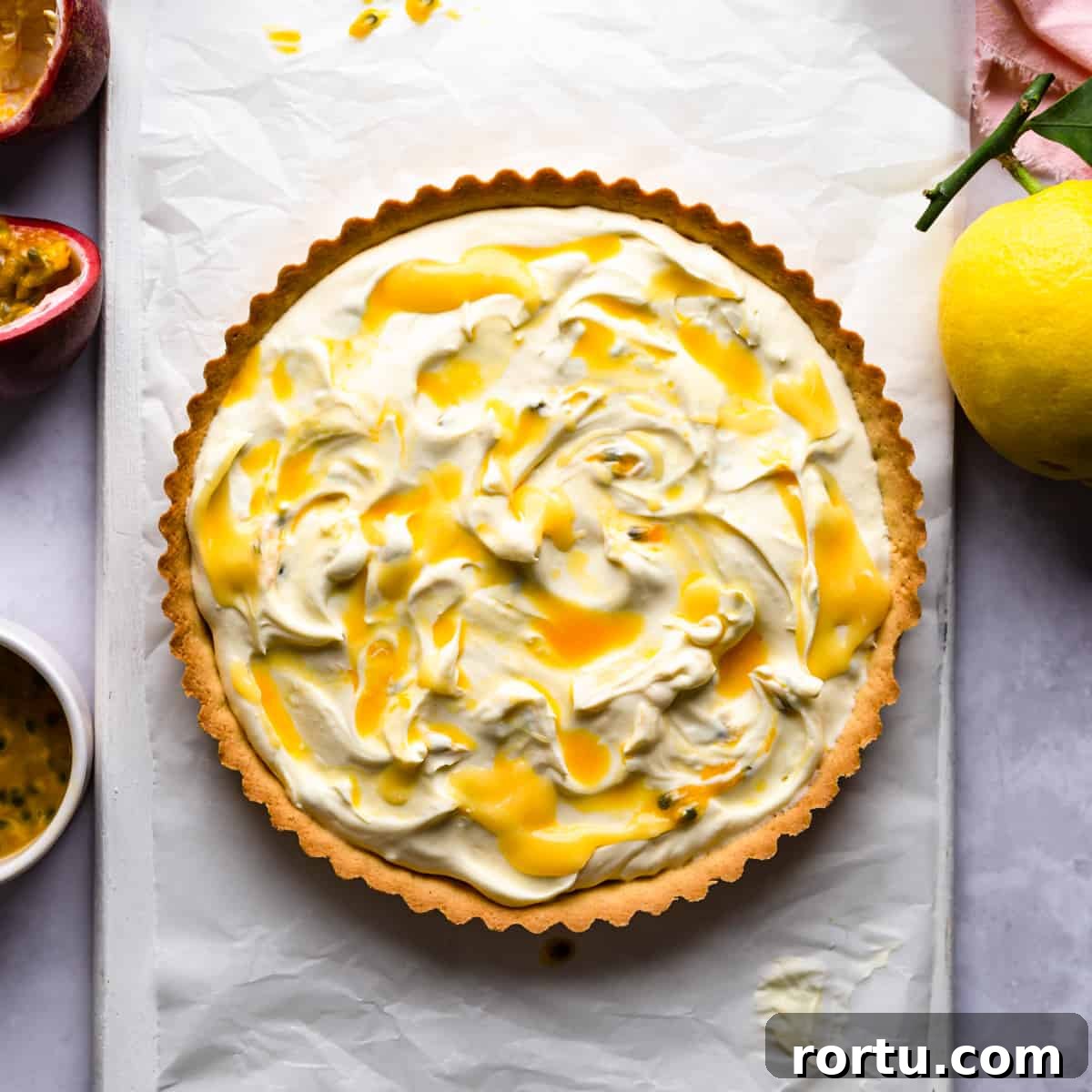 Lemon Mascarpone Tart Recipe — Creamy Citrus Dessert 6 pastry case filled with mascarpone and lemon curd.