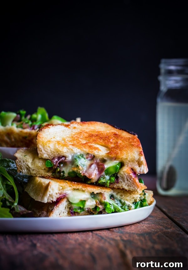 Grilled Cheese Sandwiches with Broccolini and Sautéed Onions