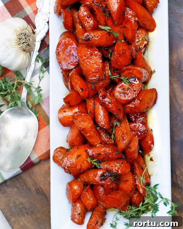 Garlic-Honey Glazed Carrots Recipe for Sweet Savory Side Dish 6 Honey Glazed Garlic Butter Carrots on a platter