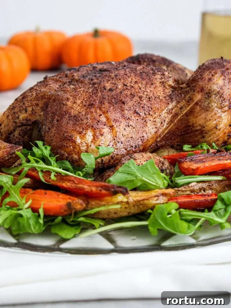 fall spice roasted chicken in plate close up
