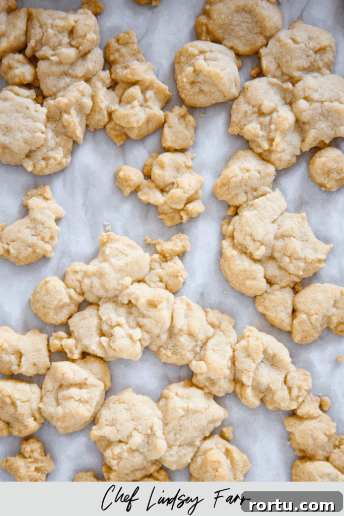 Perfect Streusel Topping Recipe for Crispy, Buttery Crumbles 6 Brown sugar streusel on baking sheet.