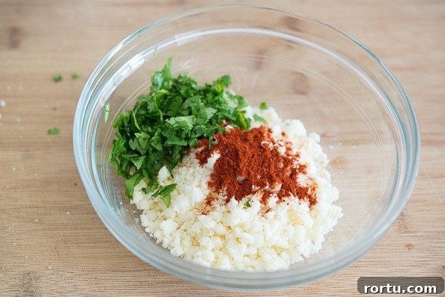 Cotija Cheese, Spices, and Cilantro in Bowl