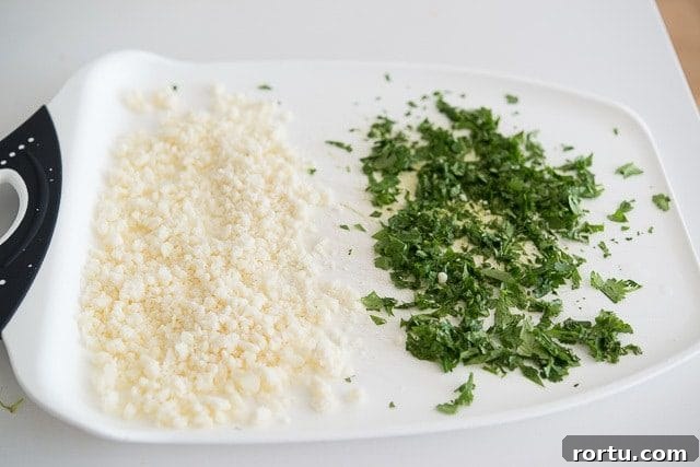 Cotija Cheese and Cilantro on Cutting Board