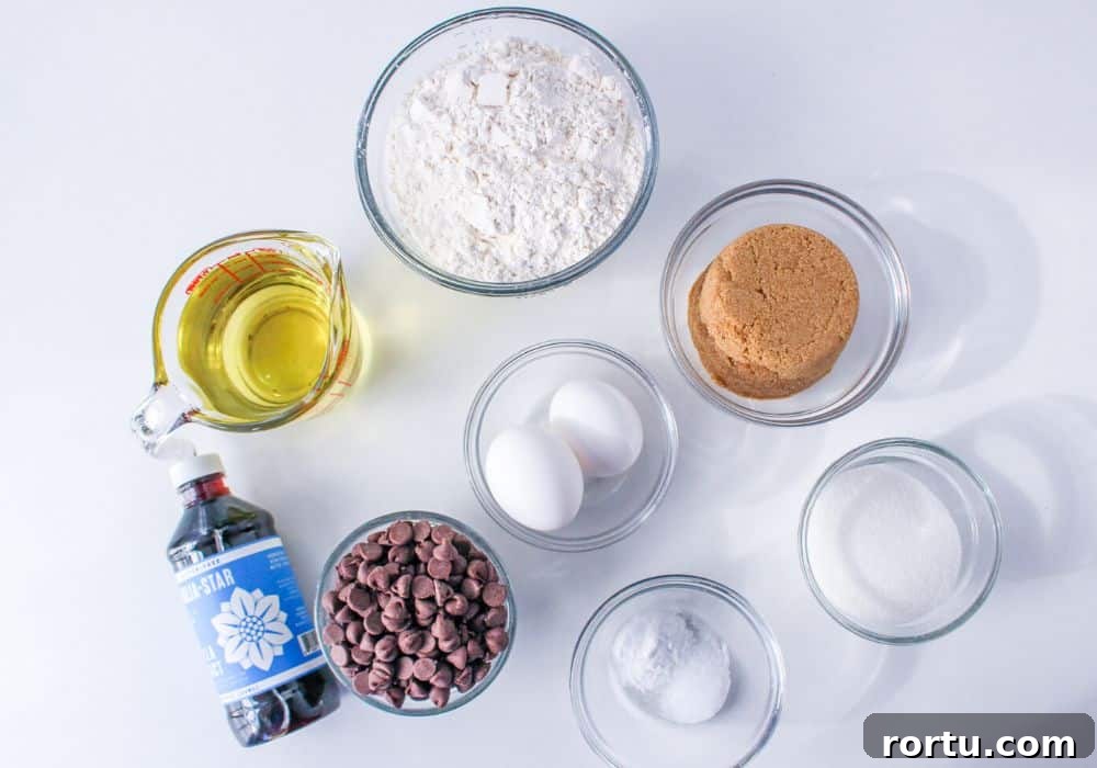 Chocolate Chip Cookies Without Butter — Made with Oil 5 ingredients needed for making chocolate chip cookies without butter