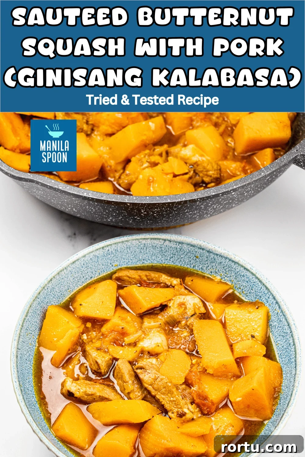 sauteed butternut squash with pork image pin