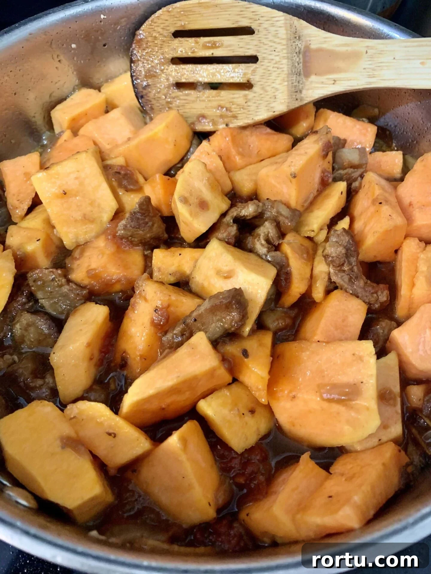adding the butternut squash