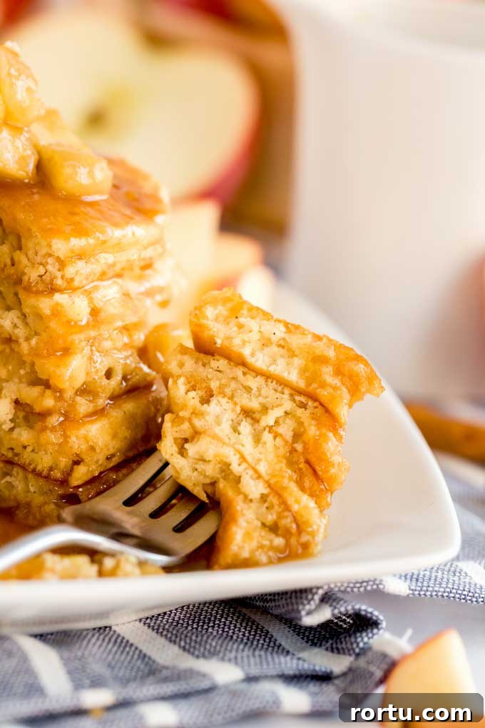 Serving of pancakes on a fork