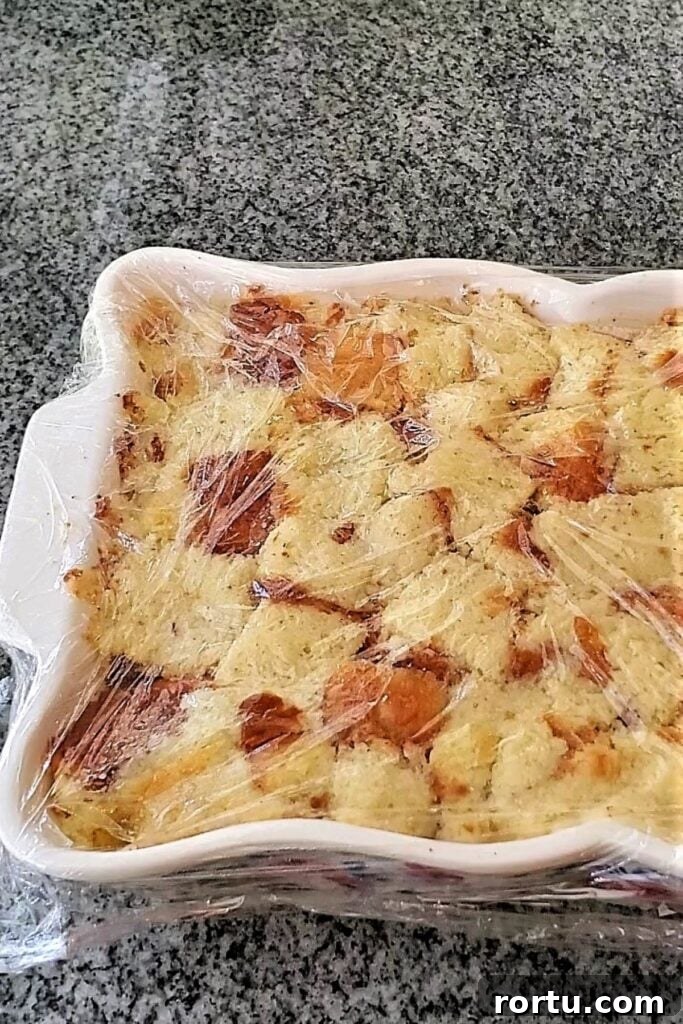 Gluten-Free ʻOhana Bread Pudding Recipe – Hawaiian Comfort Dessert 9 fully soaked bread pudding ready for oven