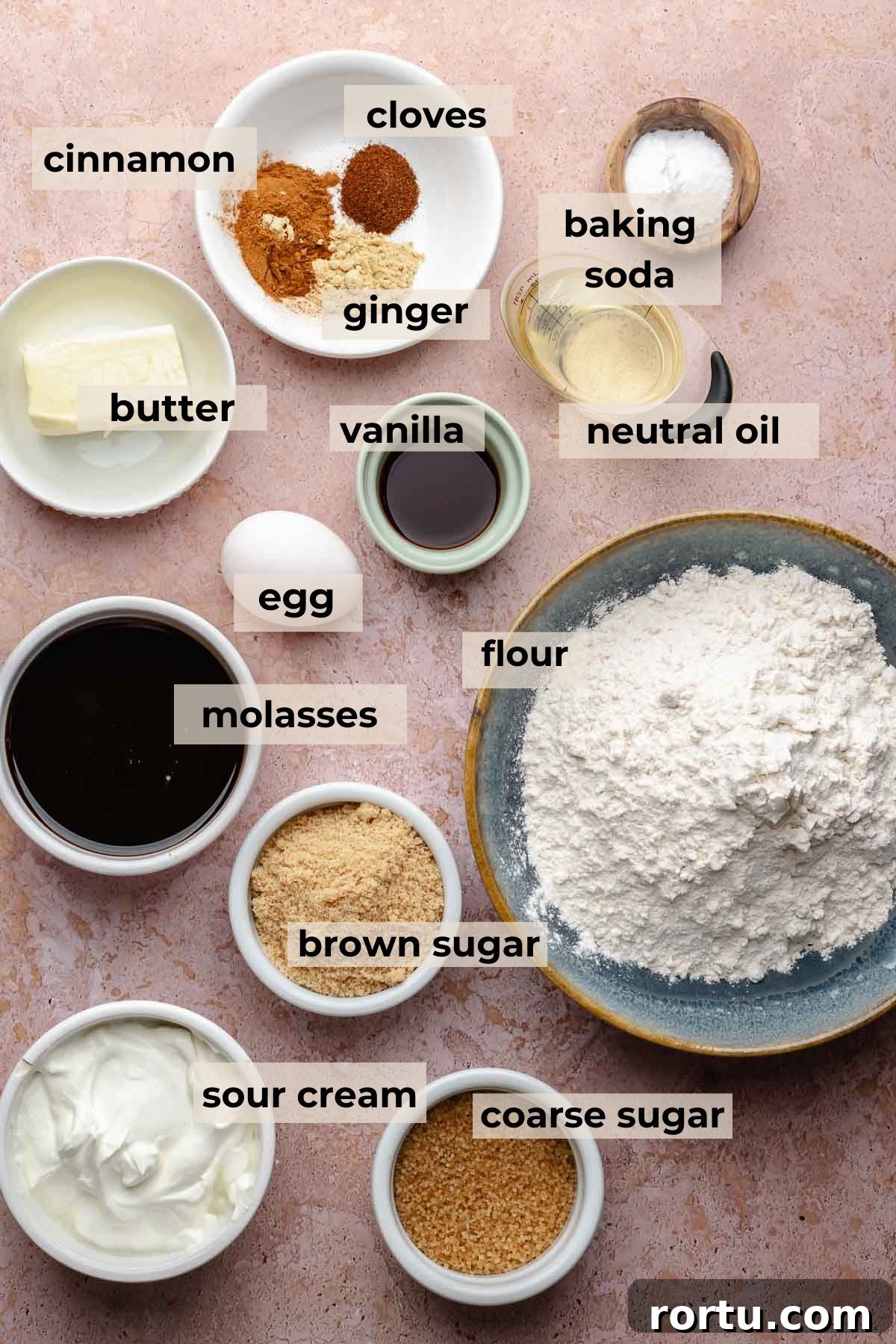 Ingredients for gingerbread muffins.