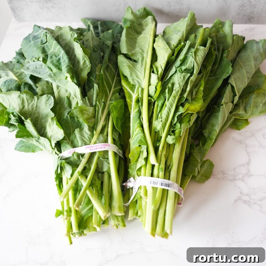 Authentic Southern Collard Greens Recipe for Soul Food Fans 5 Two bunches of collard greens.