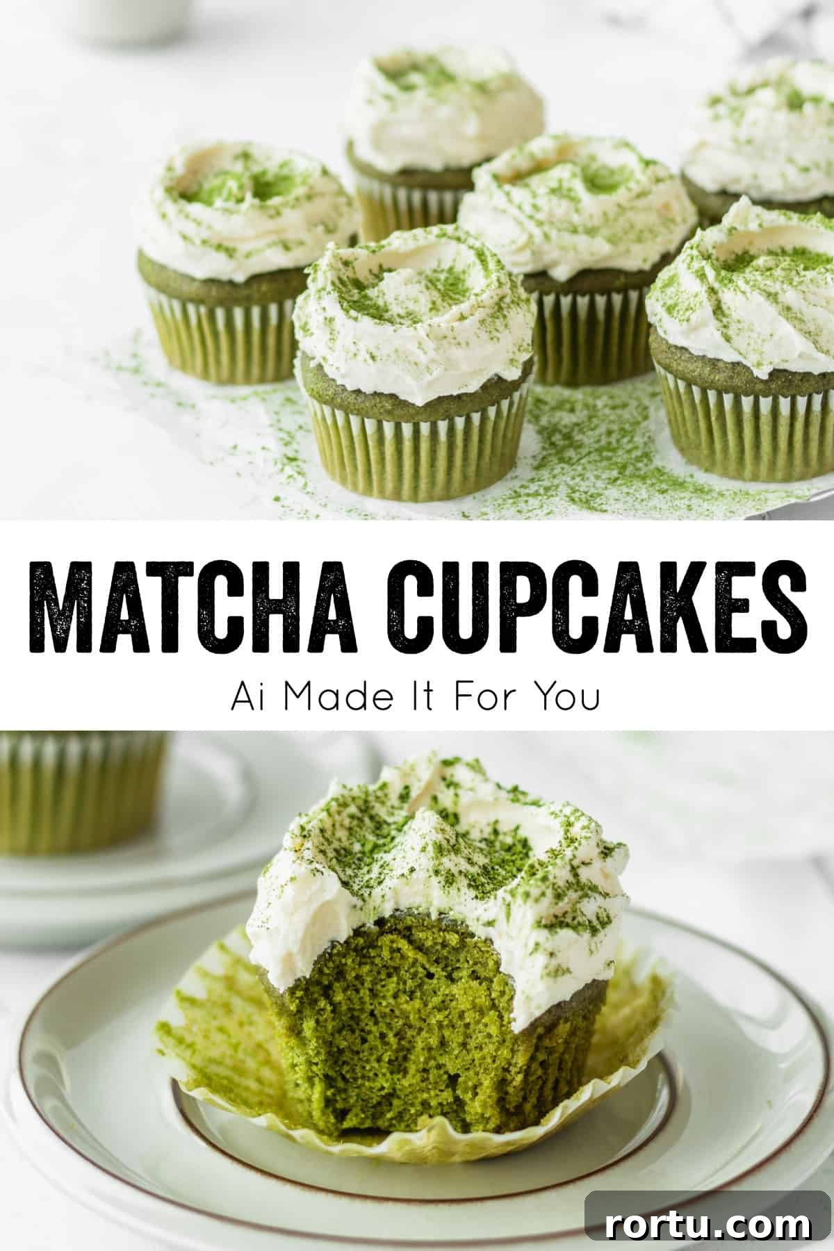 Fluffy Matcha Cupcakes: How to Make Moist Green Tea Cupcakes (Video) 13 Fluffy matcha cupcakes with white chocolate frosting