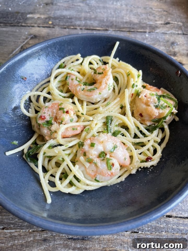 serving of pasta in a blue bowl