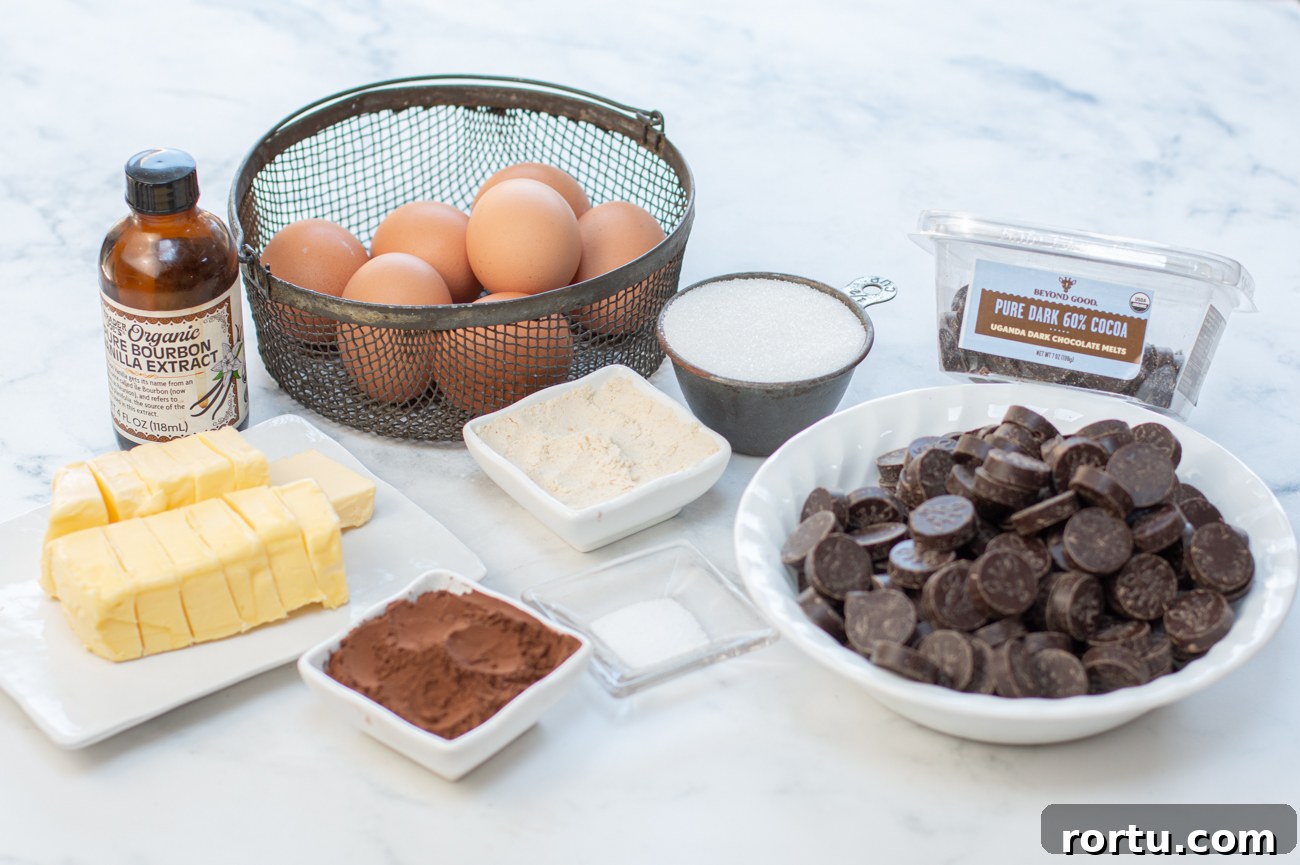 Flourless Chocolate Mousse Cake with Raspberry Coconut Whipped Cream 5 Ingredients for the Flourless Chocolate Cake