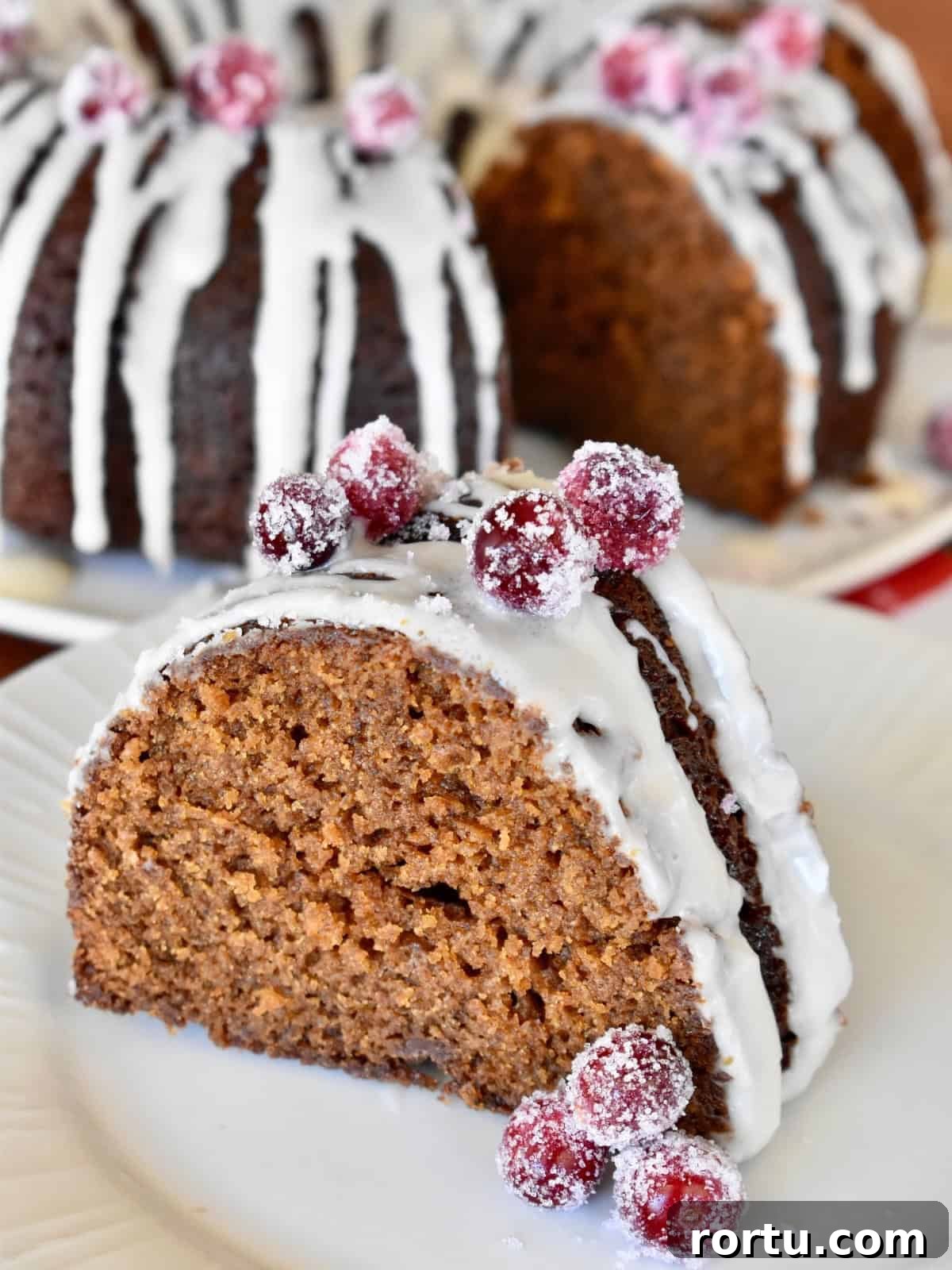Maple-Glazed Gingerbread Bundt Cake Recipe for Holiday Baking 2 Gingerbread bundt cake with maple glaze.
